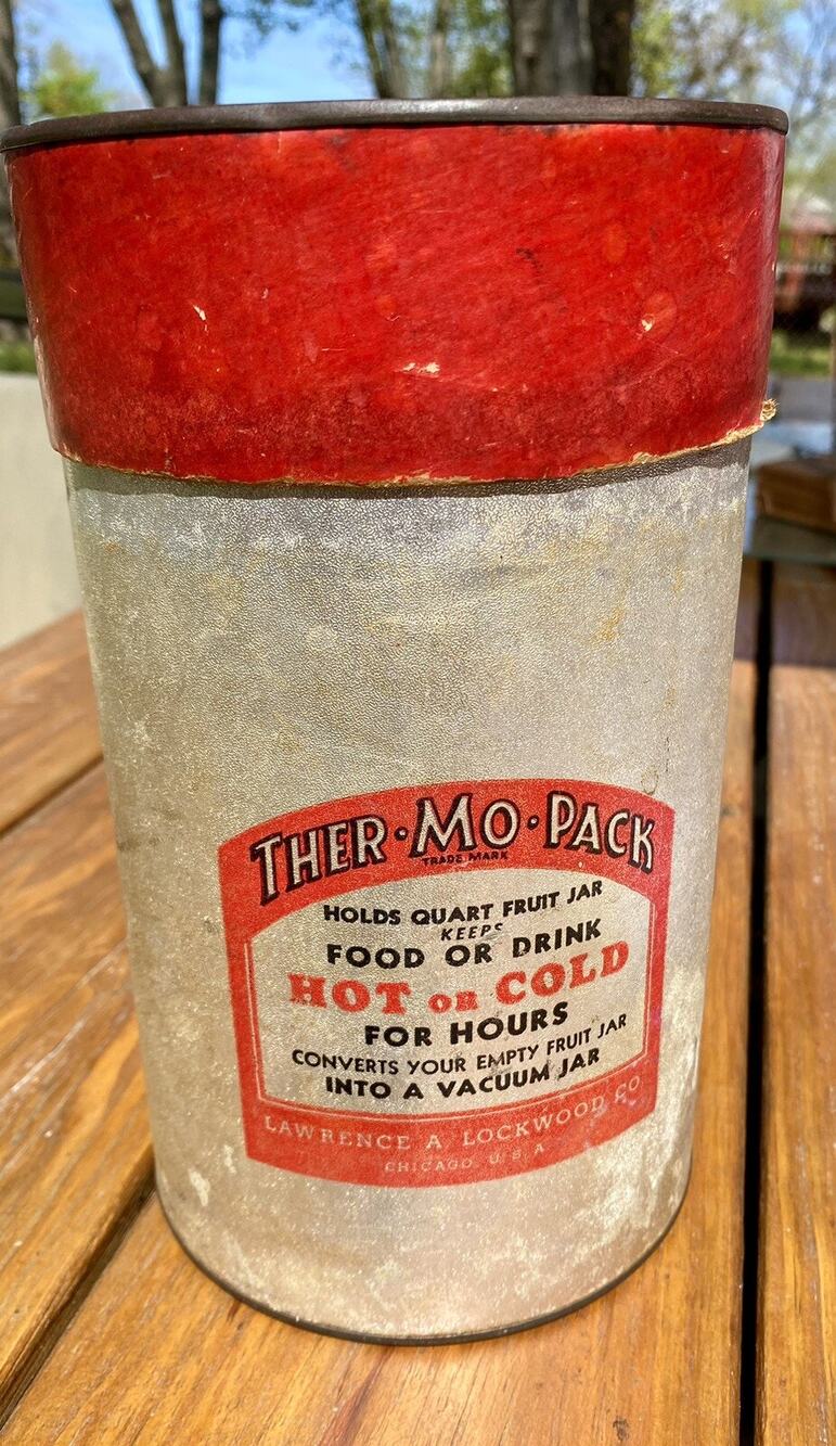 Vintage 1950’s Thermos Cooler Lunchbox Quart Jar Ther O Pack Hot or Cold MCM